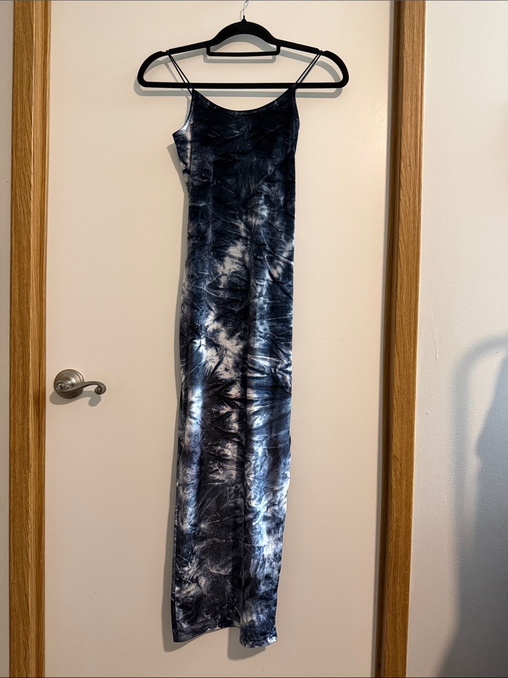 Derek Heart Navy and White Tie-Dye Slip Maxi